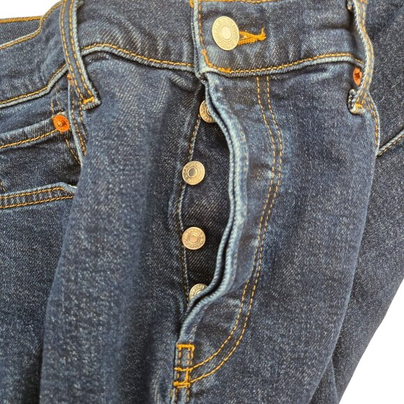 Re/Done '70s Stovepipe Jeans Hidden Button Fly Raw Hem Crop Jeans Size 30 - Picture 7 of 9